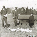 Men with chickens at Papworth