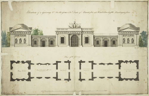 Elevation of a gateway at Kimbolton Castle, by Robert Adam, 1764